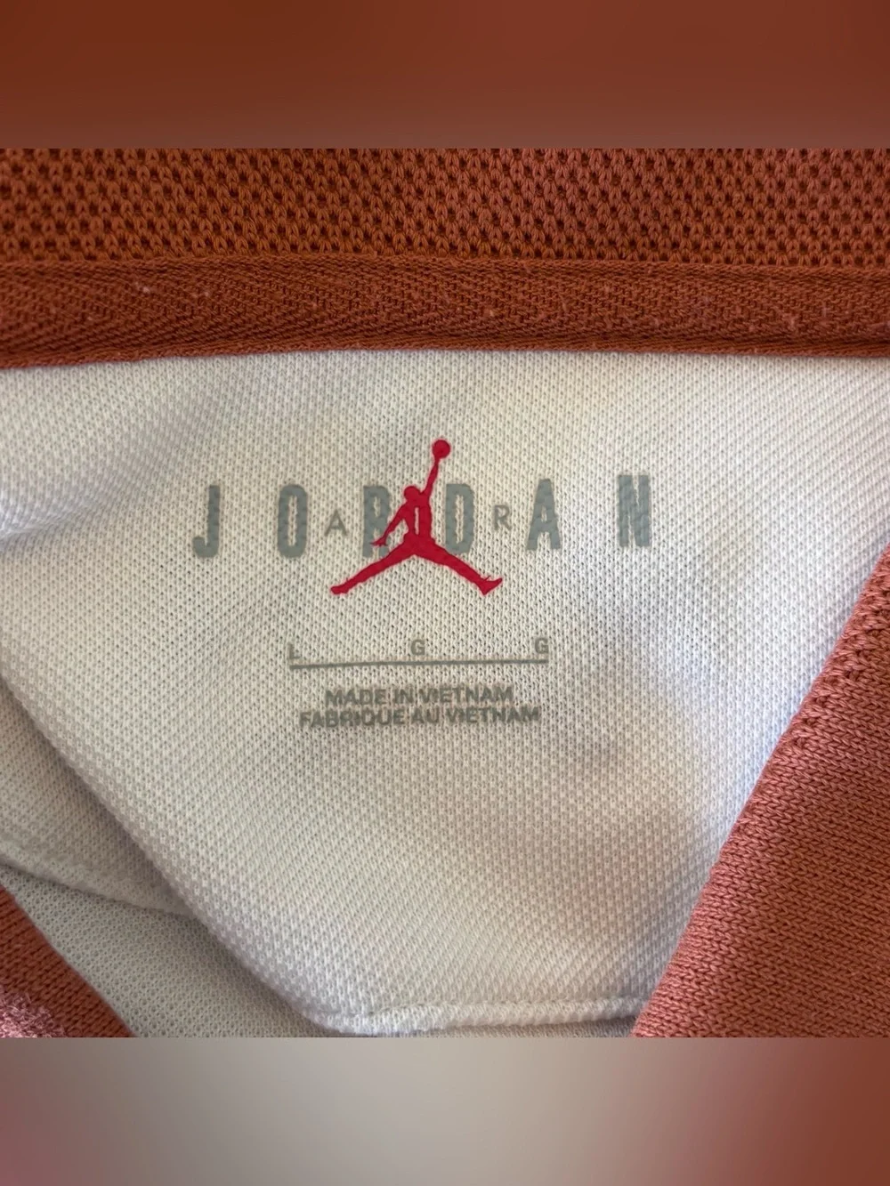 Jordan Eastside Golf Pique Polo Shirt Mens L White Clay Orange Jumpman Club Nike